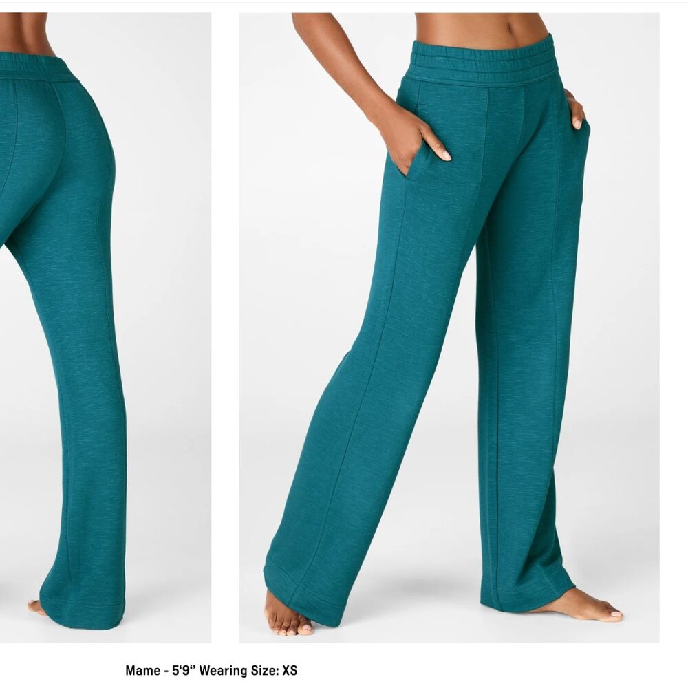 Fabletics Teal Wide-Leg Track Pants